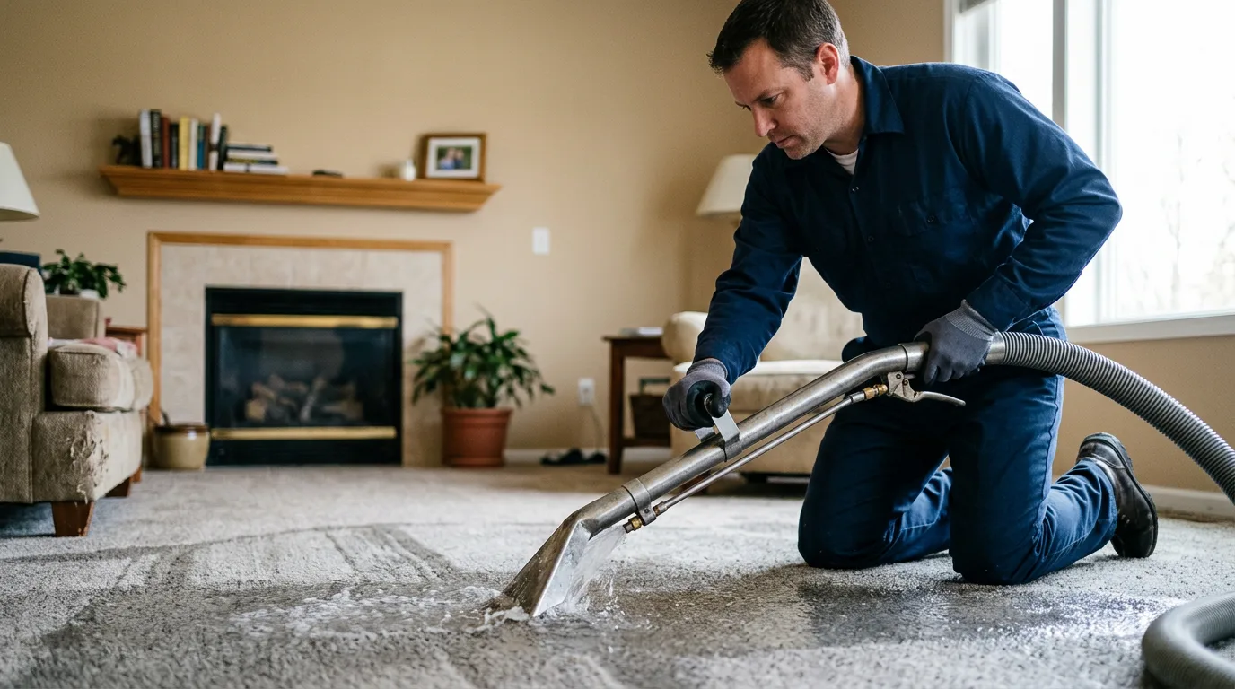 Water damage restoration technician working near Sanford, VA